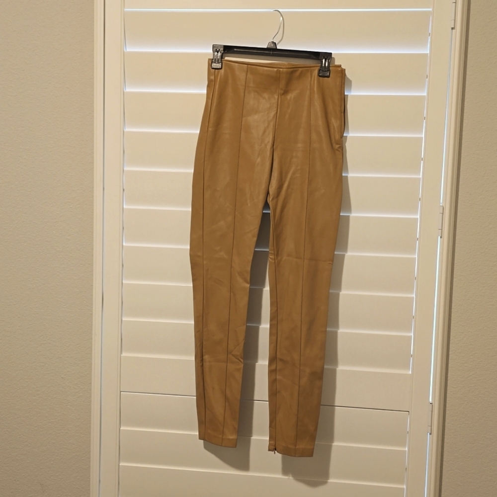 Zara Faux leather leggings in Tan